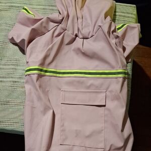 Pink Hooded Jacket For Large Dog with Reflective Stripes
